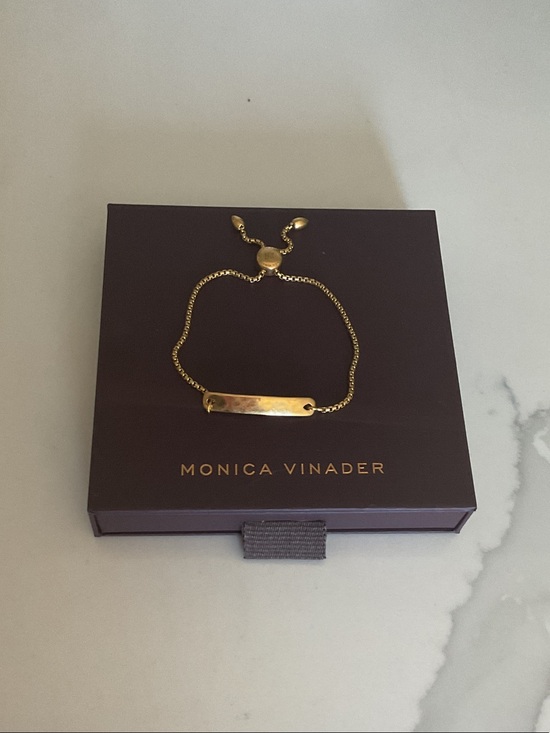 MONICA VINADER Jewelry - MONICA VINADER Gold ID Bar Sliding Chain Bracelet